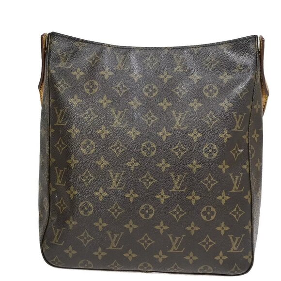 LOUIS VUITTON Logo Looping GM Shoulder Bag Monogram Leather Brown - Picture 3 of 16